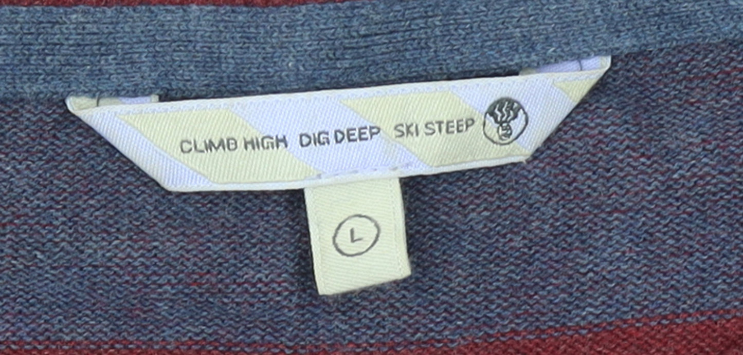 Climb High Dig Deep Ski Steep Men’s Red Wool Cotton Crew Neck Jumper L