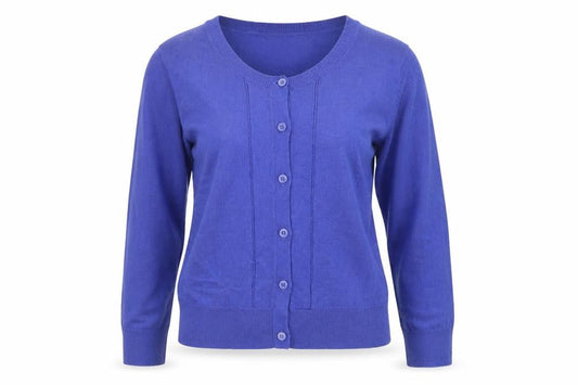 Front view of French Connection Women's Blue Cardigan XS Crew Neck Knit