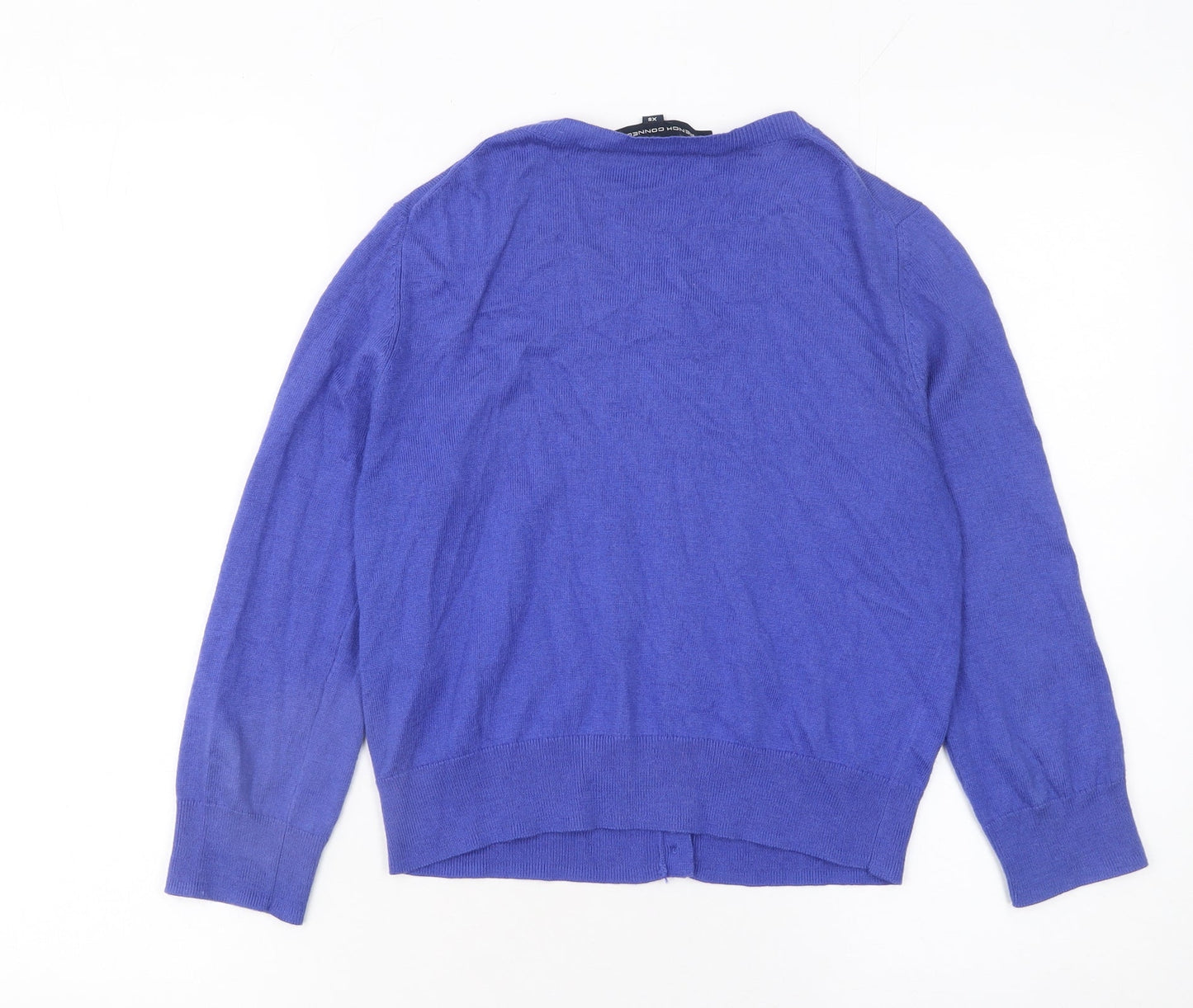 French Connection Women's Blue Cardigan XS Crew Neck Knit