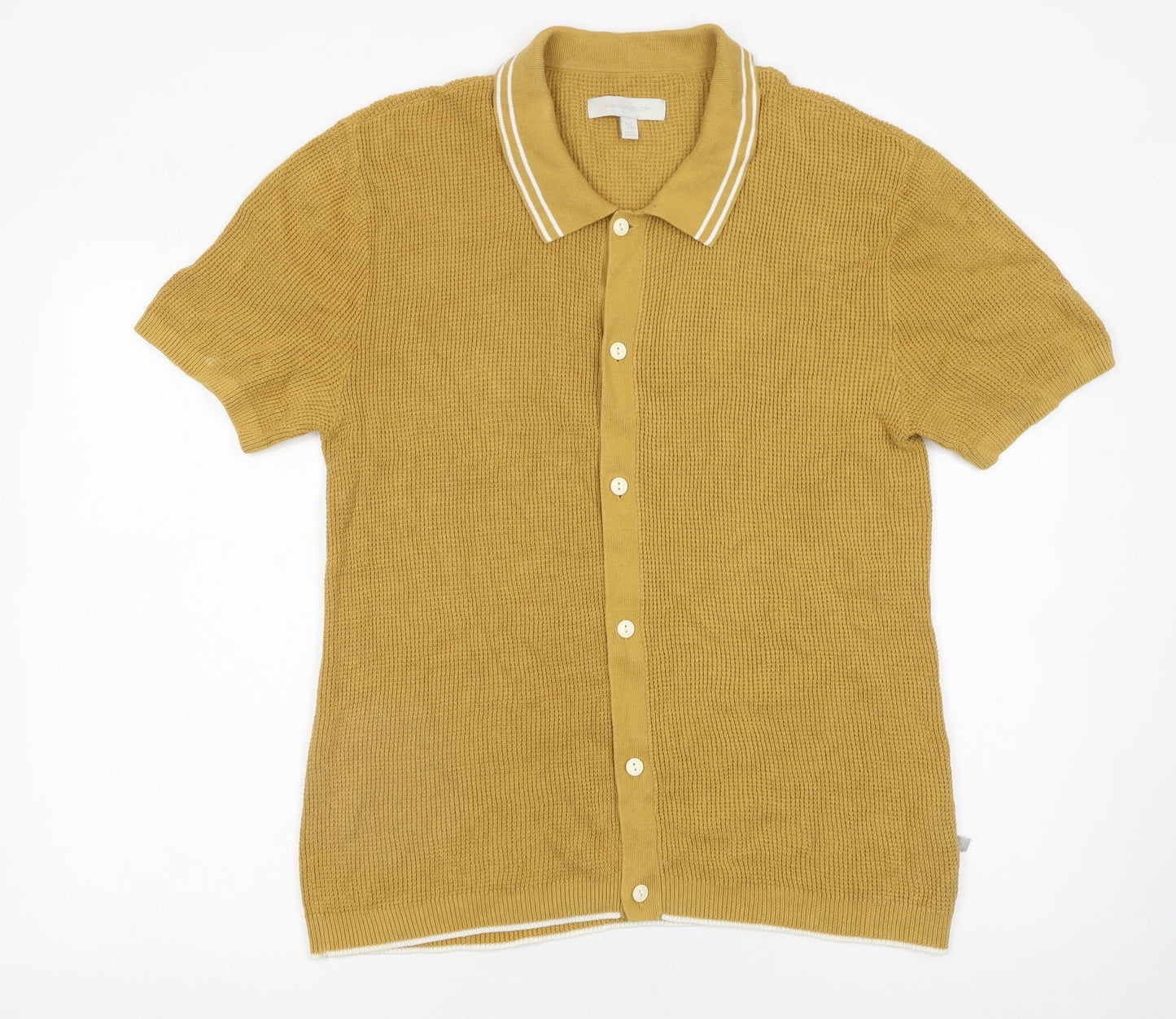 Standard Cloth Men's Yellow Cotton Knit Button-Up Shirt M