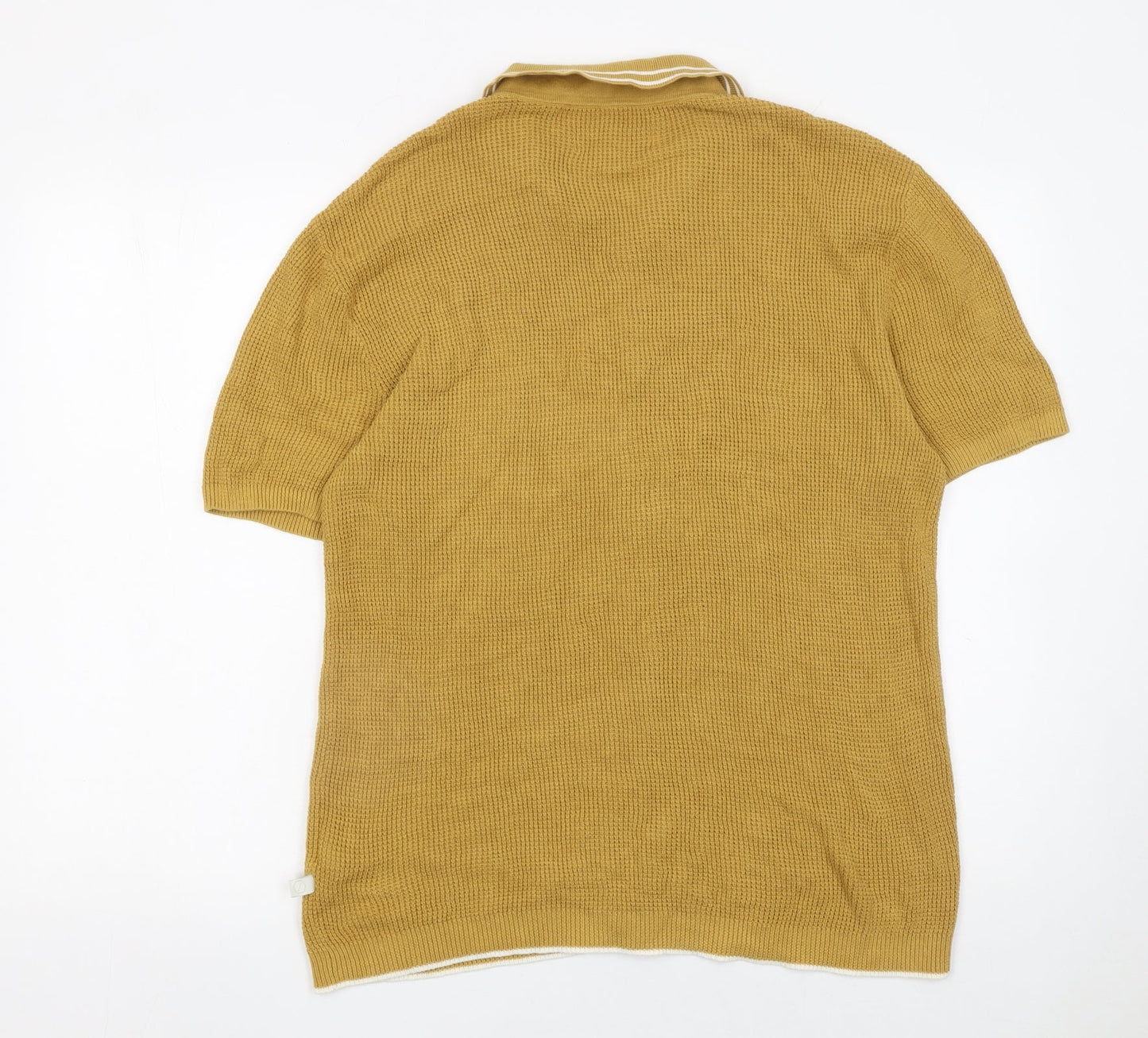 Standard Cloth Men's Yellow Cotton Knit Button-Up Shirt M