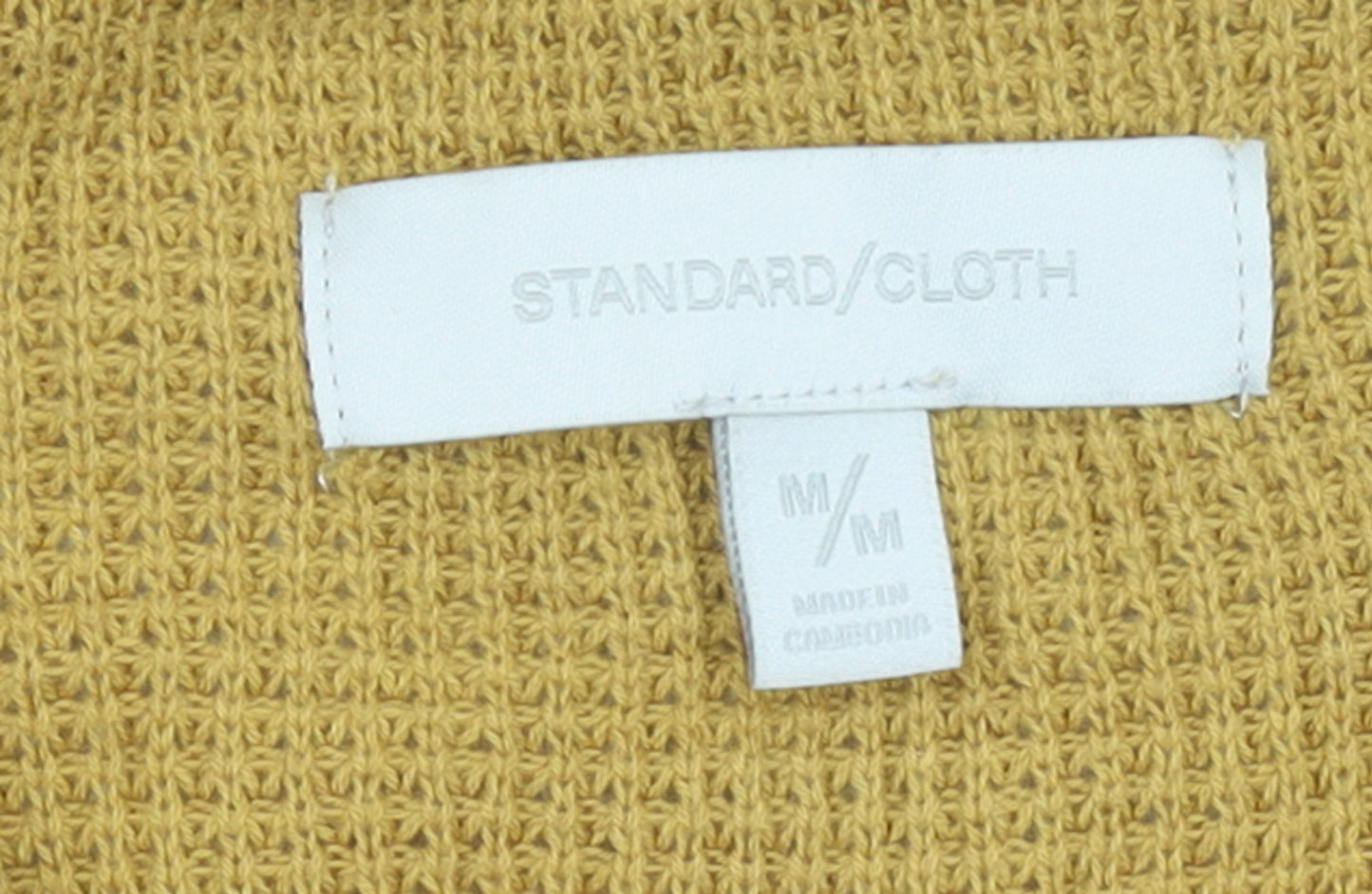 Standard Cloth Men's Yellow Cotton Knit Button-Up Shirt M