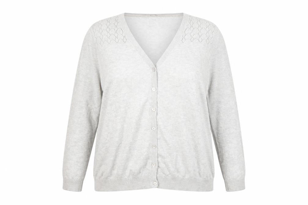 RJR.John Rocha Women's Grey Cotton Button Front V-Neck Cardigan Size 22