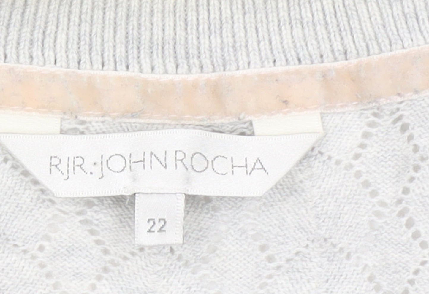 RJR John Rocha Women's Grey Cotton Button Front V-Neck Cardigan Size 22