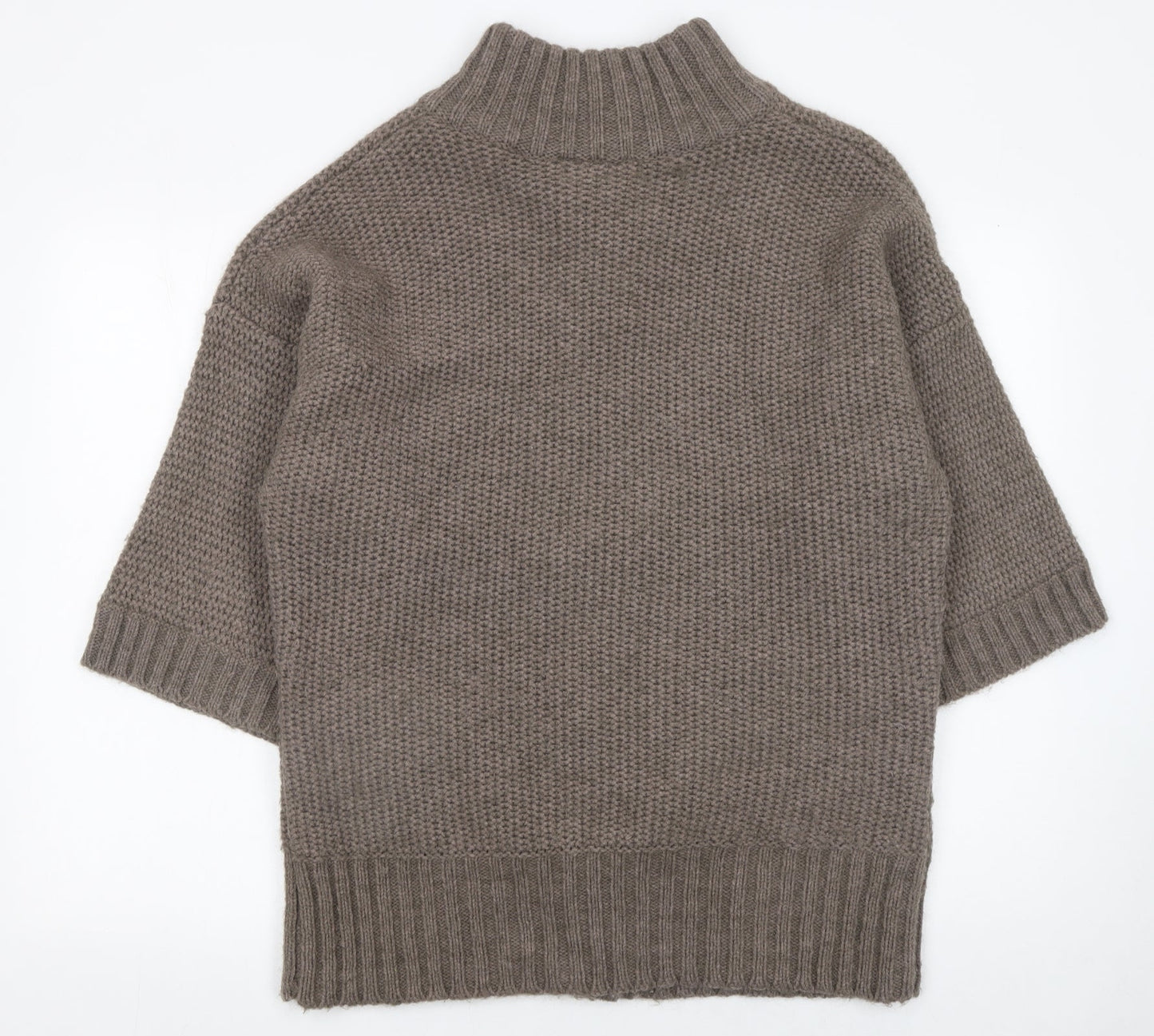 Warehouse Women Brown Chunky Knit High Neck Cardigan Size 16