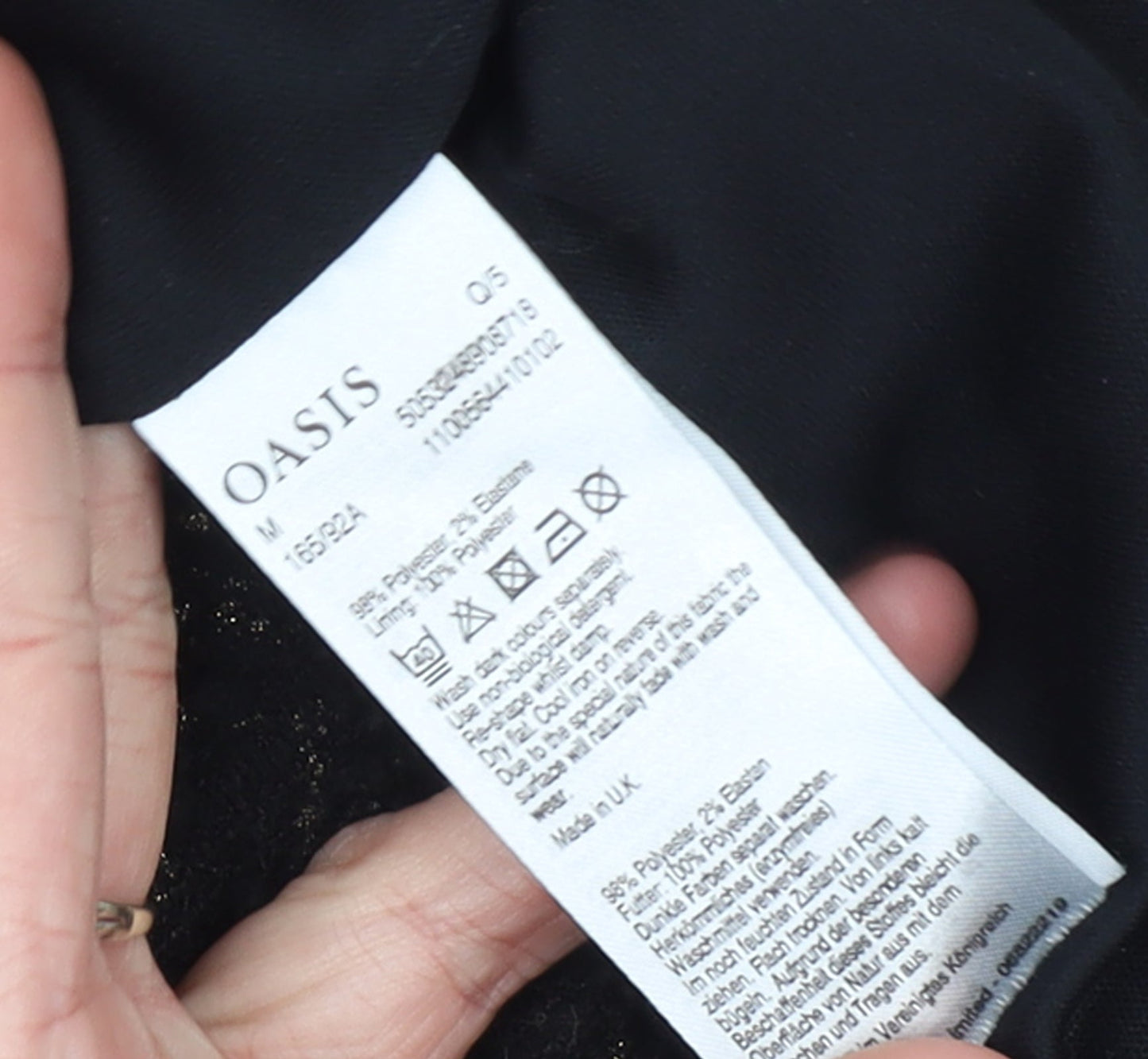 Oasis Women’s Black Sequin Short Sleeve Shift Dress Size 10