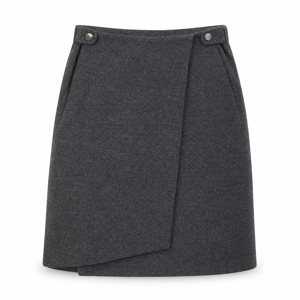 Nicola Farhi Womens Grey Wool Wrap Knee Length Skirt UK 8