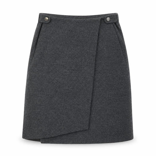 Nicola Farhi Womens Grey Wool Wrap Knee Length Skirt UK 8