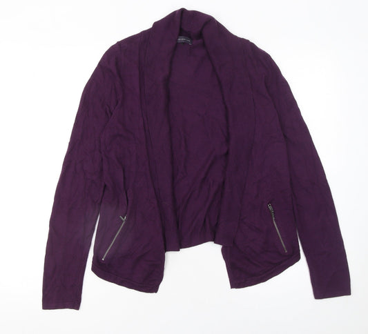 Marks and Spencer Women's Purple Size 8 Knit Open Zip Cardigan
