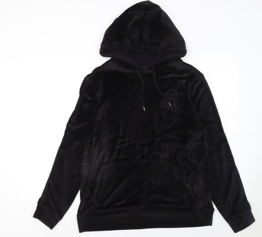 River Island Womens Black Velour Hooded Pullover Hoodie Size M