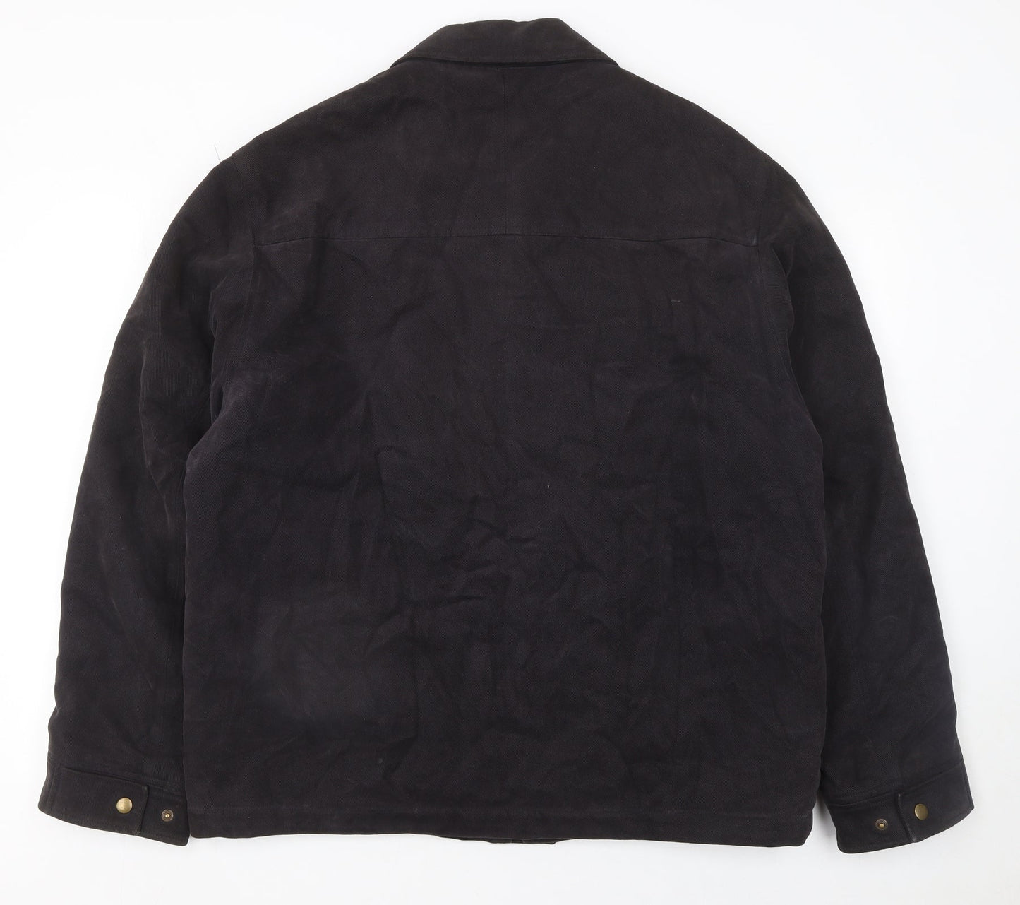 Next Men's Black Cotton Lined Zip Jacket Size L Casual Mid-Length