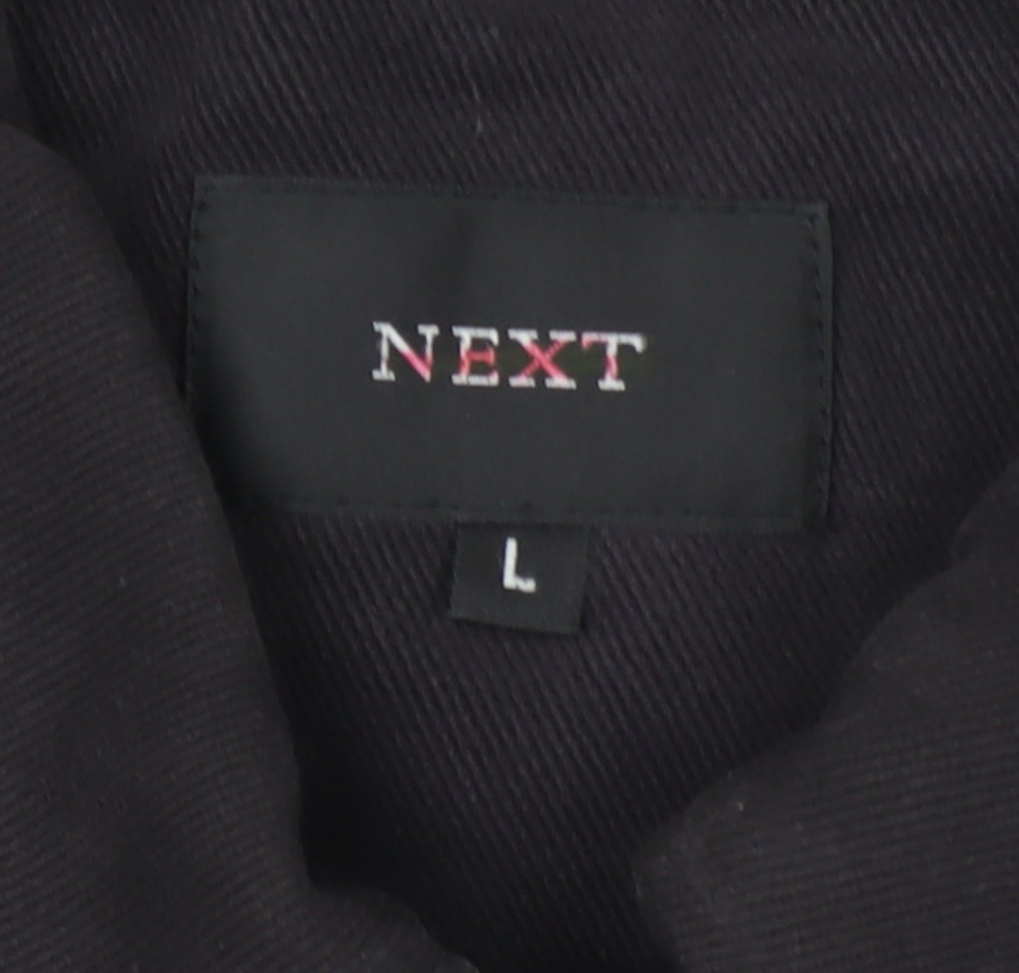 Next Men's Black Cotton Lined Zip Jacket Size L Casual Mid-Length