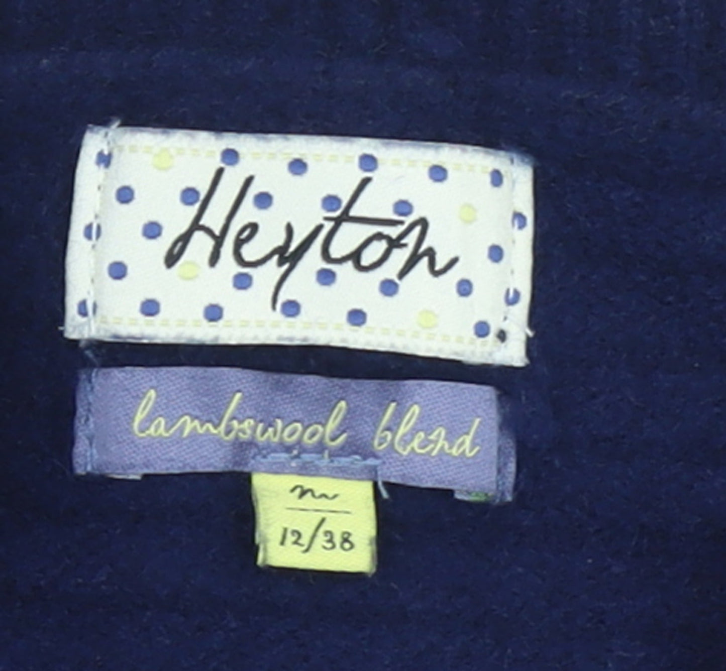 Heyton Women Blue Wool Blend Crew Neck Button Pullover Jumper Size 12