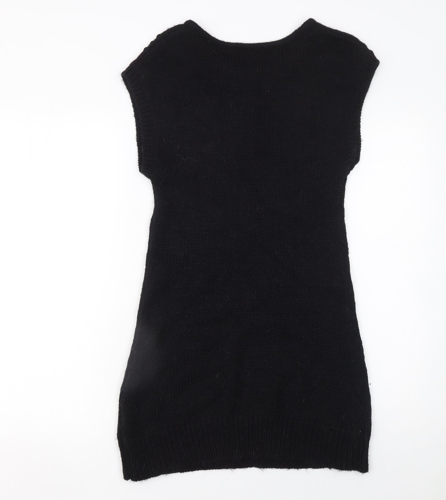 Guess Women Black Sleeveless Beaded Knit Sweater Dress Size S