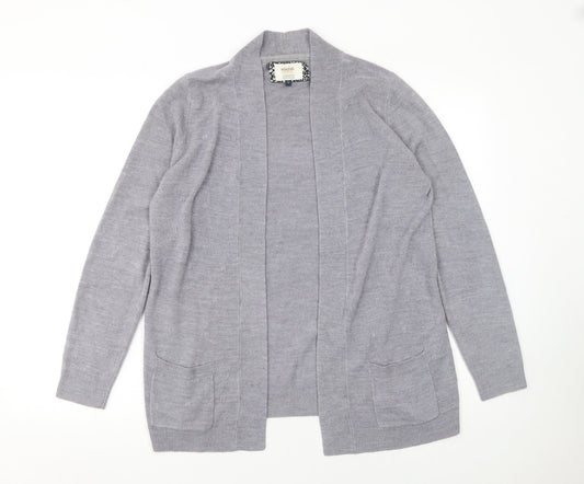 Maine New England Women's Grey Long Sleeve Open Knit Cardigan Size 12