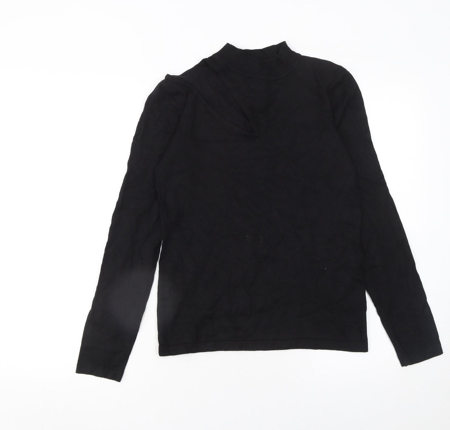 Lost Ink Women's Black Mock Neck Slim Fit Long Sleeve Jumper Size 12