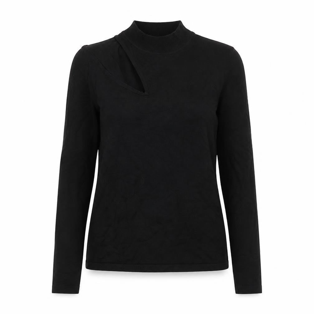 Lost Ink Women's Black Mock Neck Slim Fit Long Sleeve Jumper Size 12