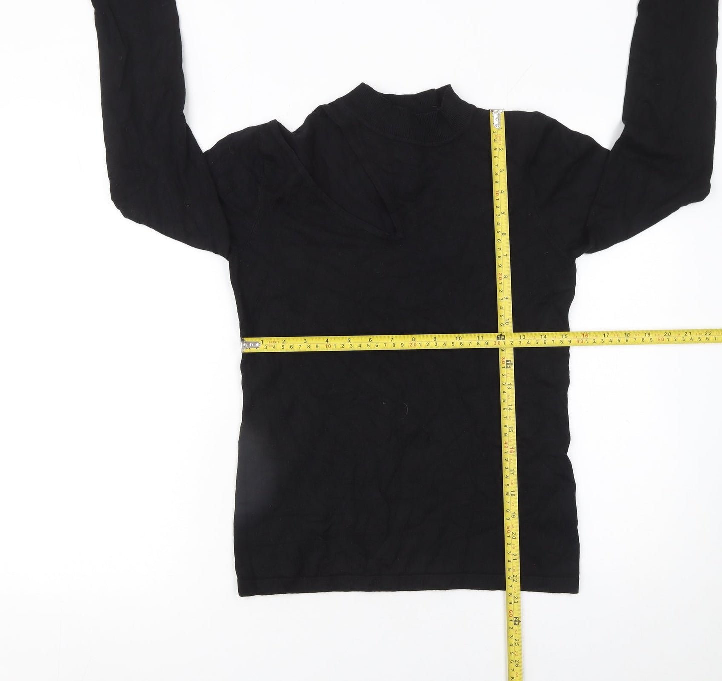 Lost Ink Women's Black Mock Neck Slim Fit Long Sleeve Jumper Size 12