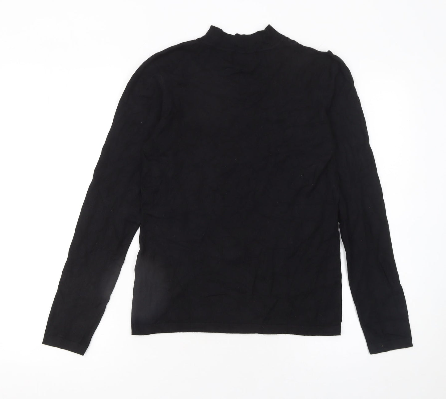 Lost Ink Women's Black Mock Neck Slim Fit Long Sleeve Jumper Size 12