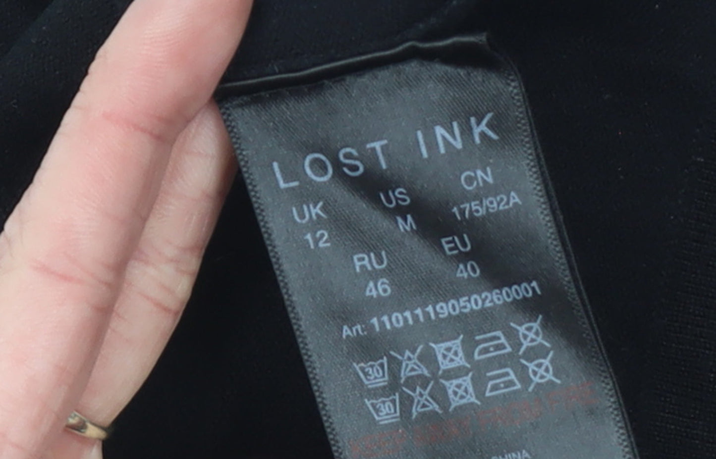 Lost Ink Women's Black Mock Neck Slim Fit Long Sleeve Jumper Size 12