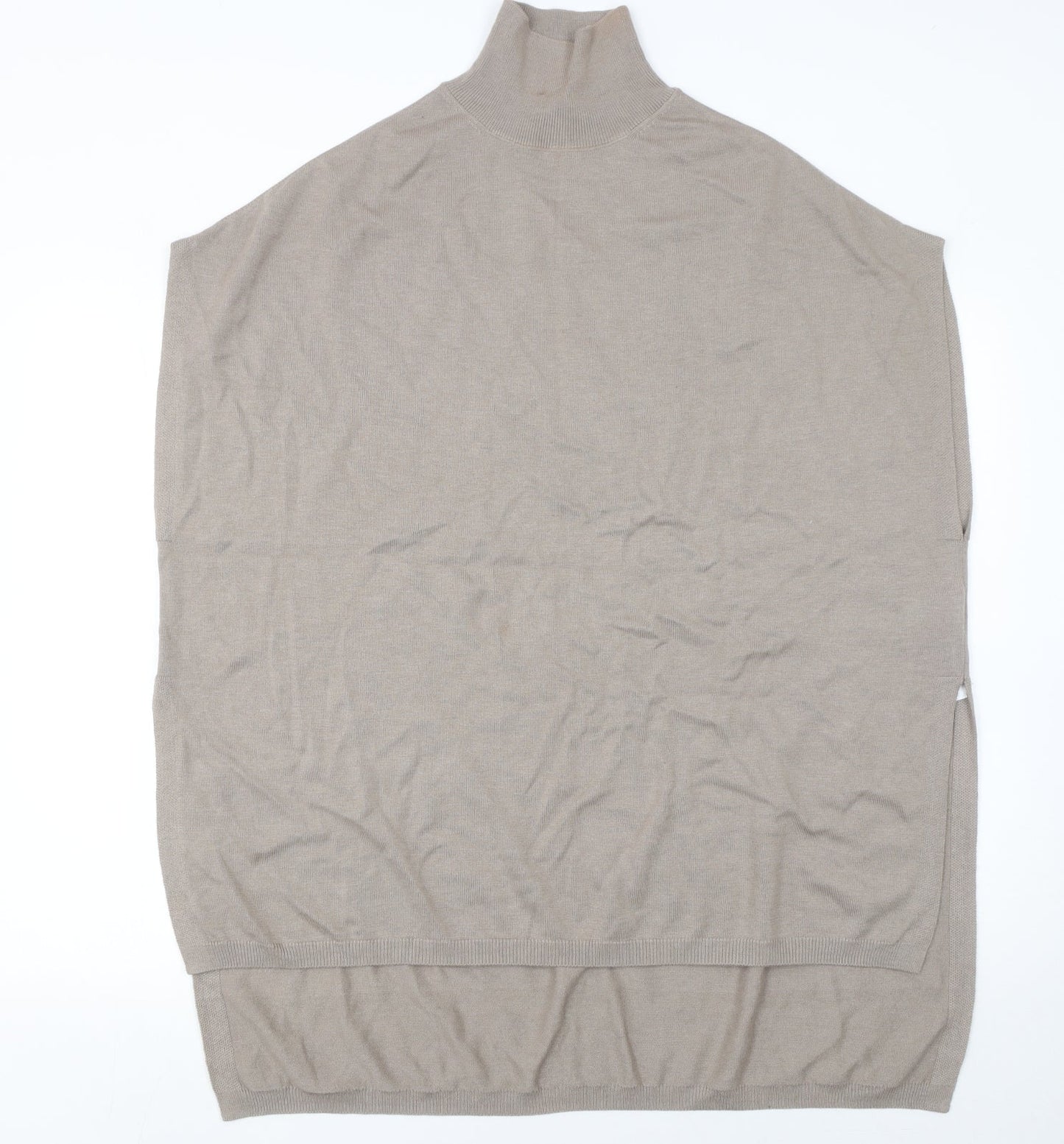 Massimo Dutti Womens Beige Wool Roll Neck Cape Jumper Size M
