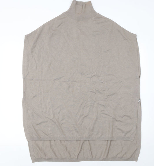 Massimo Dutti Womens Beige Wool Roll Neck Cape Jumper Size M