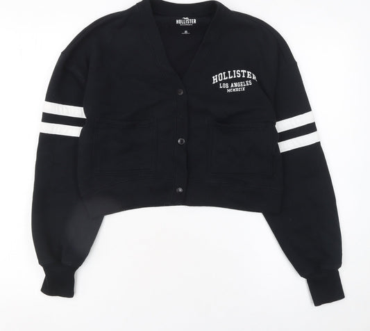 Hollister Women's Black XS Cropped Varsity Jacket