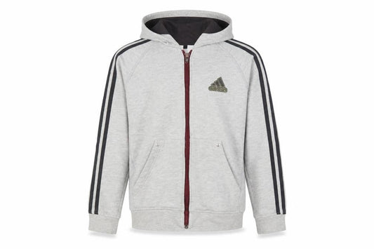 Adidas Boys Grey Full Zip Hoodie 11-12 Years Sports Casual Fleece