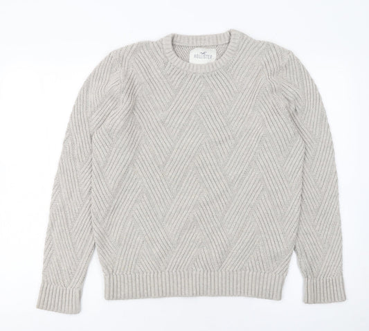 Hollister Men’s Beige Knit Crew Neck Pullover Jumper Size M