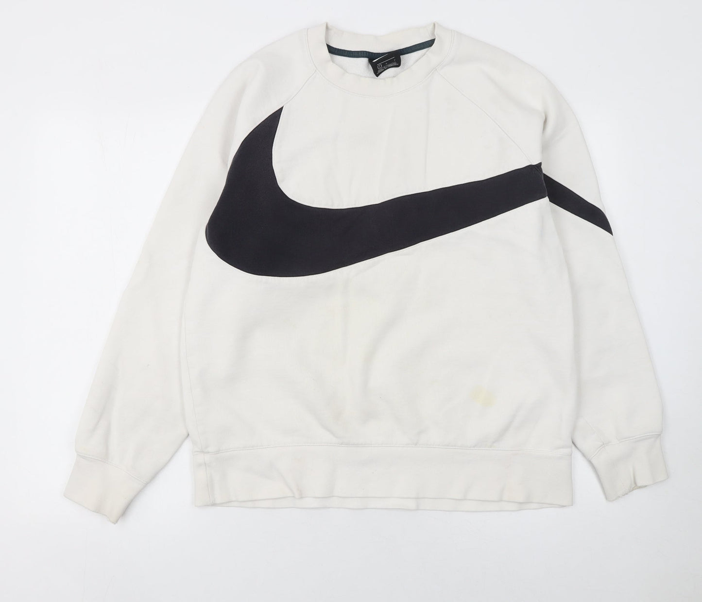 Nike Men's White Large Crew Neck Pullover Logo Sweatshirt