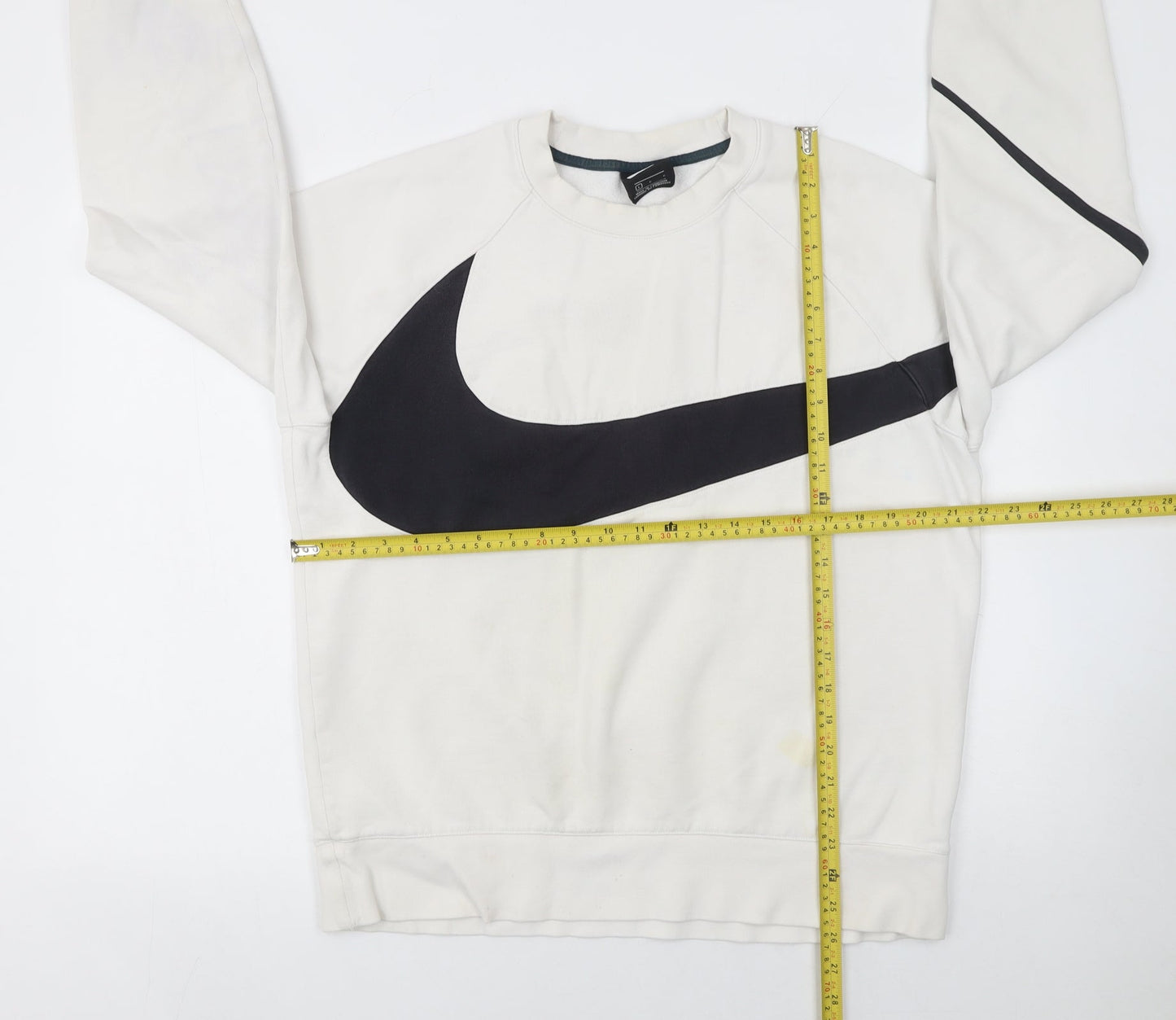 Nike Men's White Large Crew Neck Pullover Logo Sweatshirt