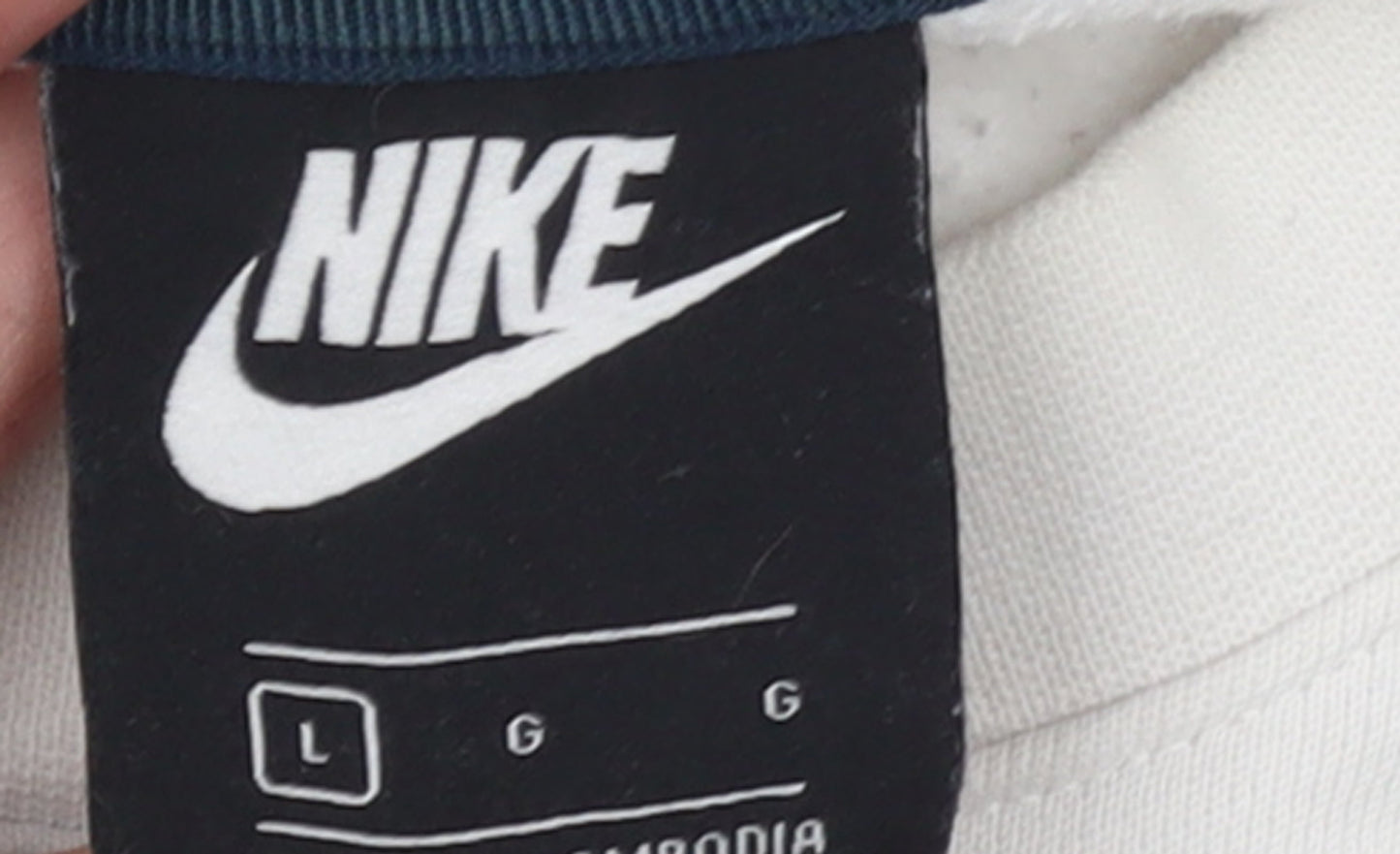Nike Men's White Large Crew Neck Pullover Logo Sweatshirt