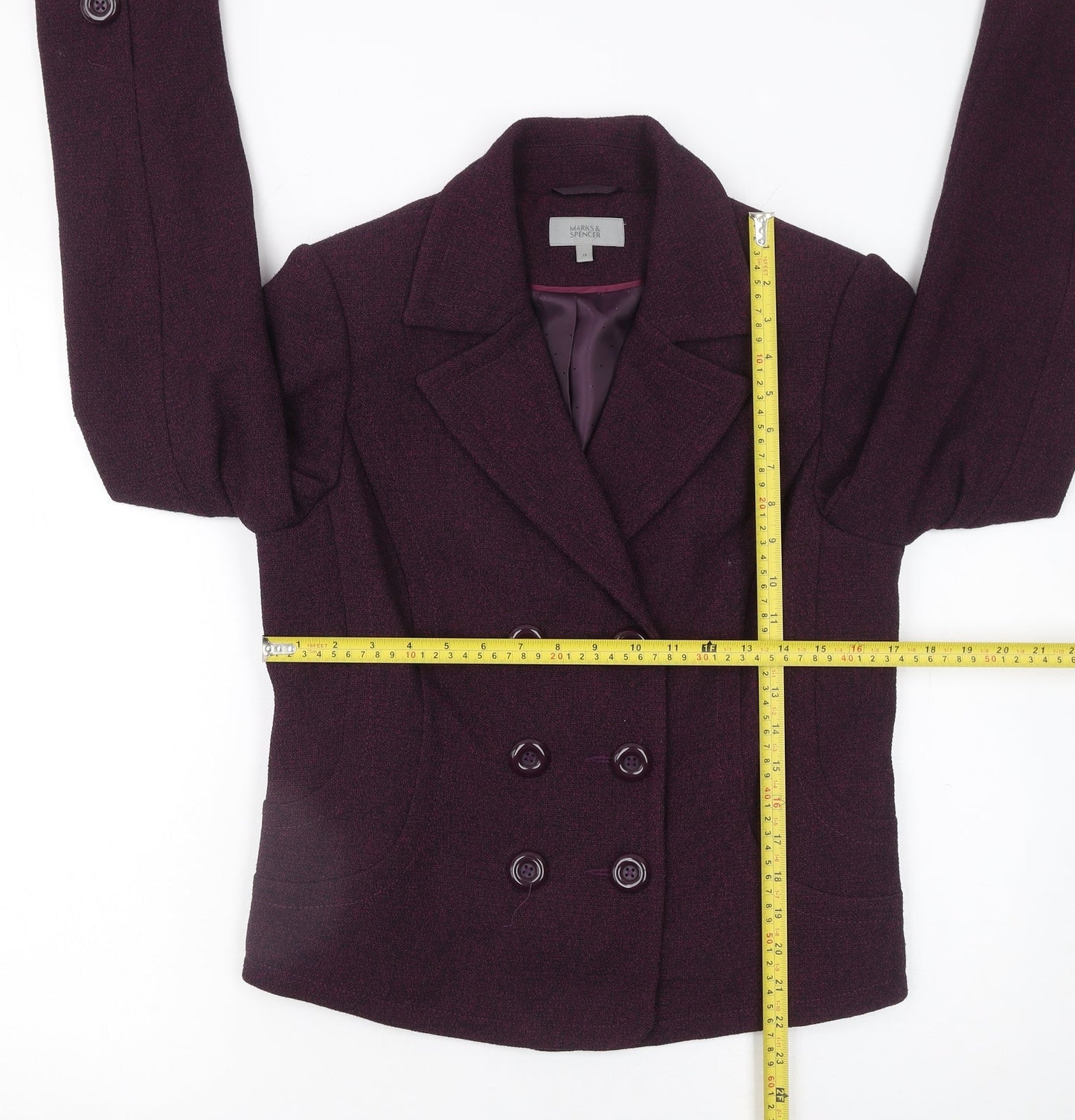 Marks and Spencer Women’s Purple Blazer Jacket UK 14 Classic Fit