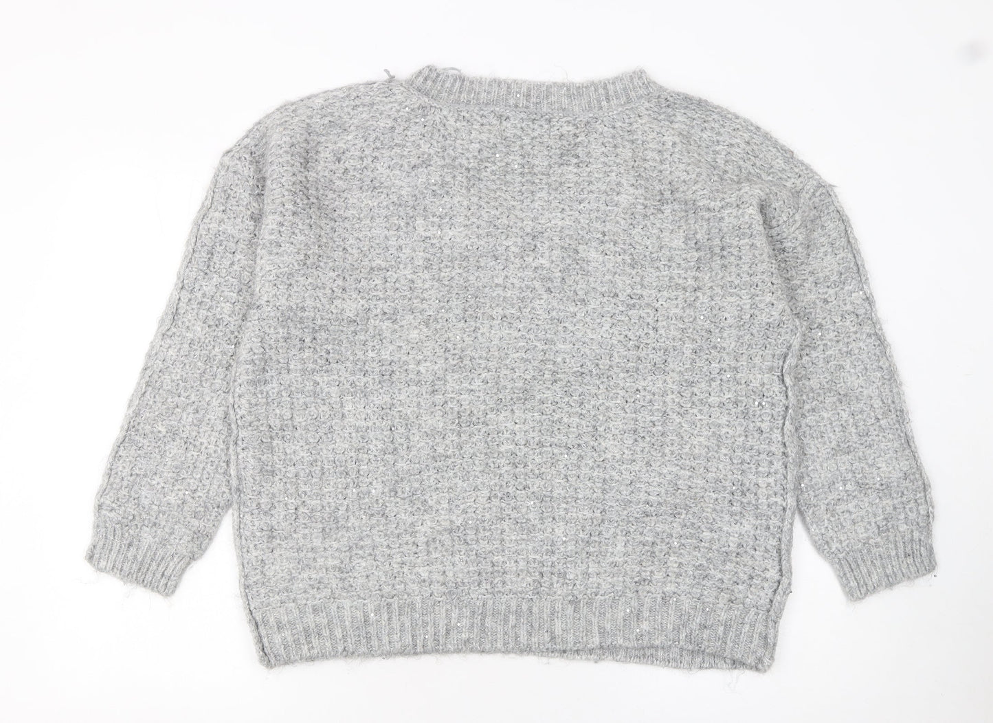 Primark Women’s Grey V-Neck Chunky Knit Jumper Size M