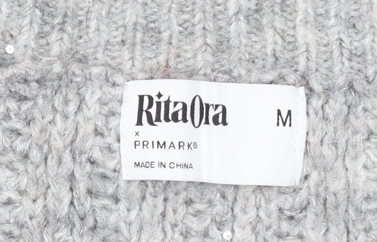 Primark Women’s Grey V-Neck Chunky Knit Jumper Size M