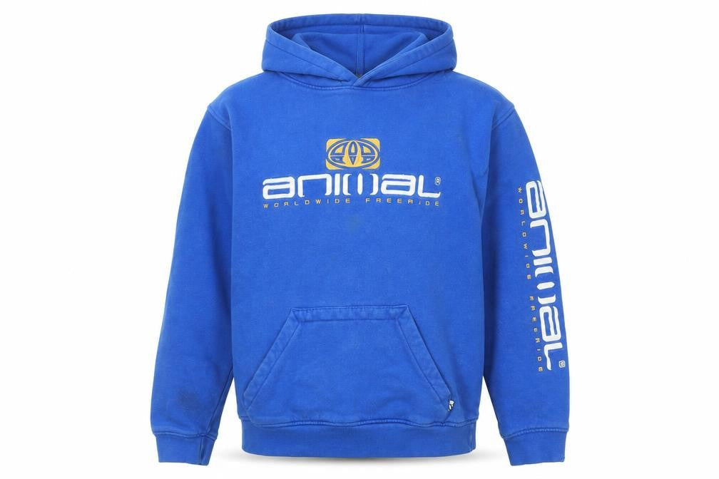 Animal Boys Blue Pullover Hoodie M Graphic Logo Cotton Sweatshirt
