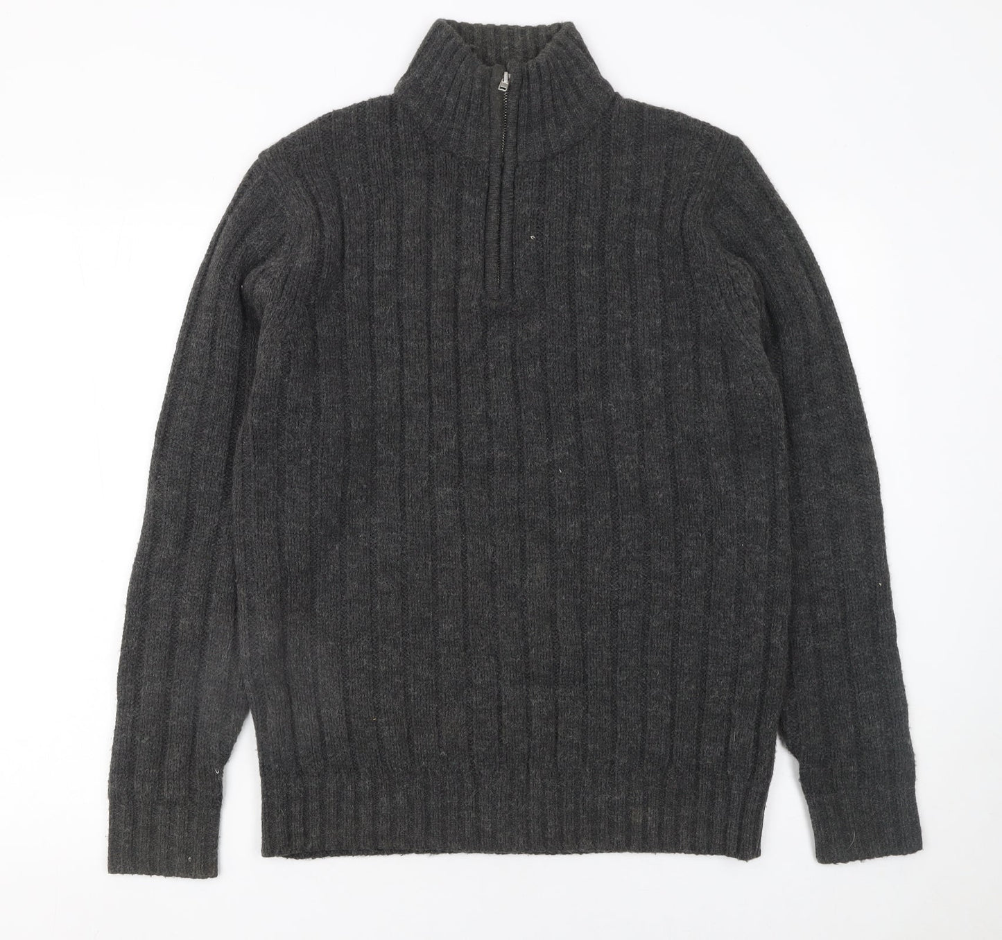 Onfire Men Grey 1/2 Zip High Neck Knit Jumper Size M