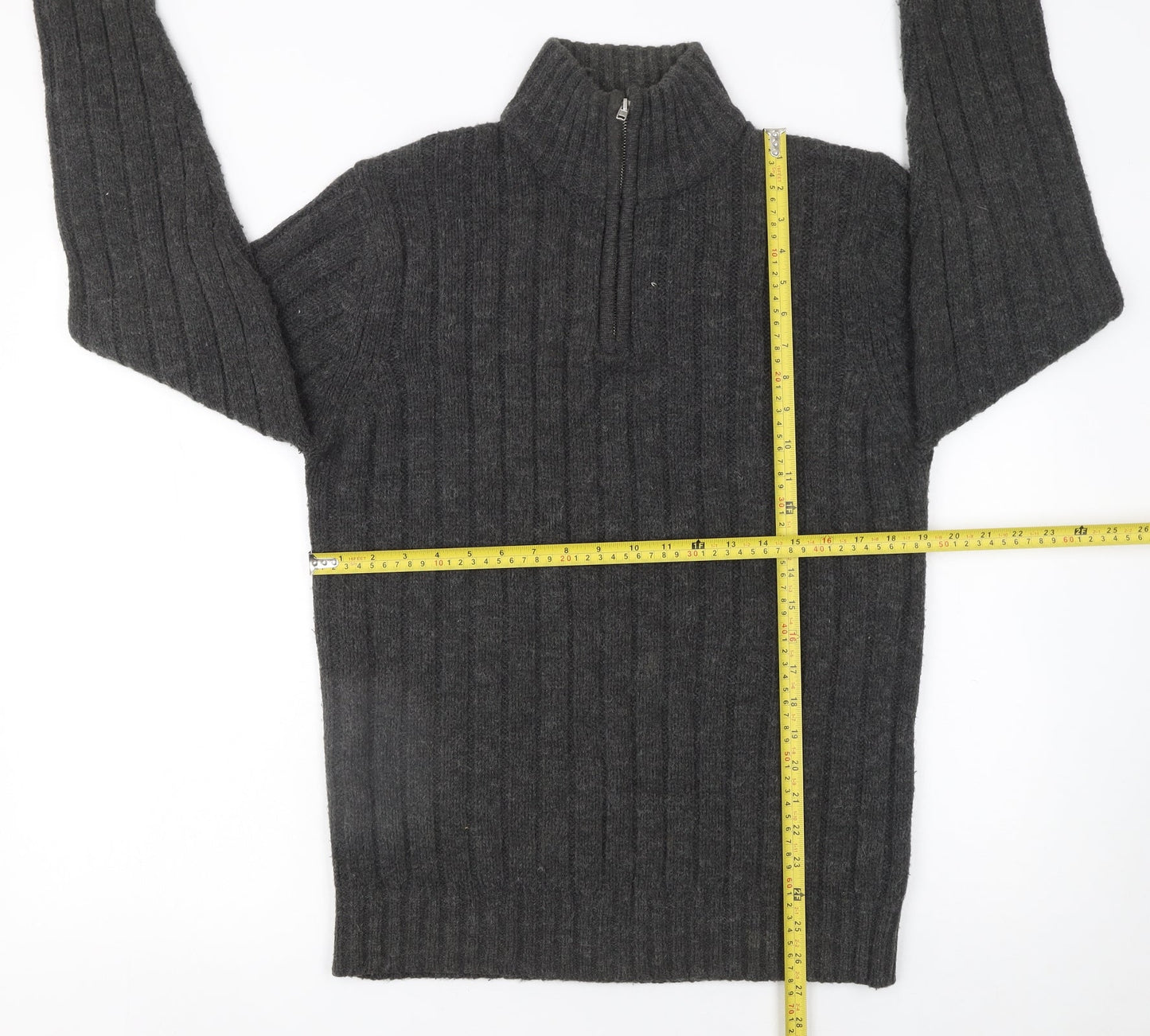 Onfire Men Grey 1/2 Zip High Neck Knit Jumper Size M