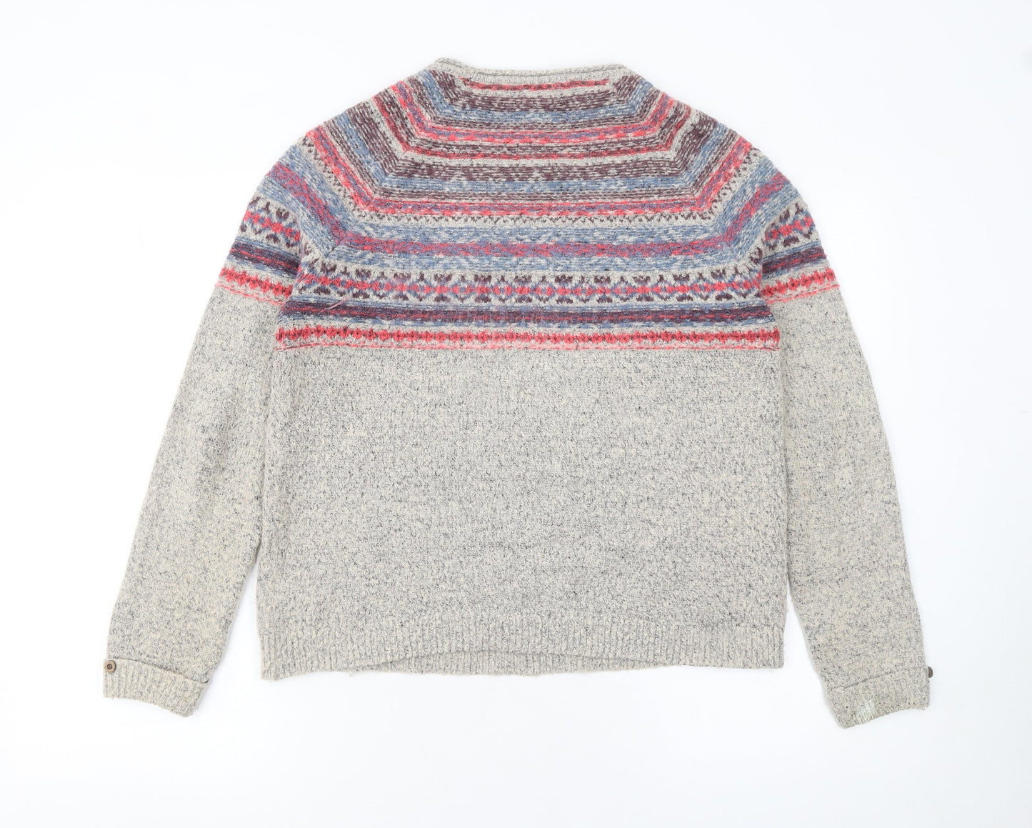 Weird Fish Women’s Beige Fair Isle Knit Jumper Size 12
