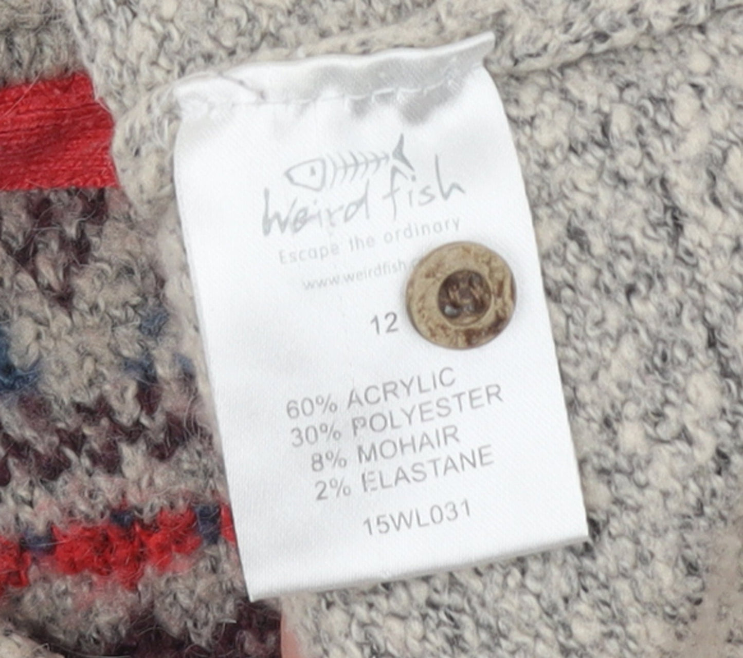 Weird Fish Women’s Beige Fair Isle Knit Jumper Size 12
