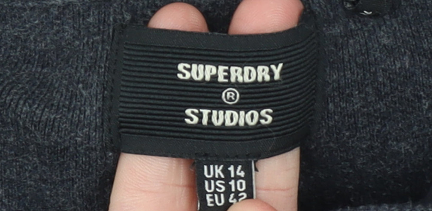 Superdry Womens Grey Size 14 Hooded Basic Activewear Jacket