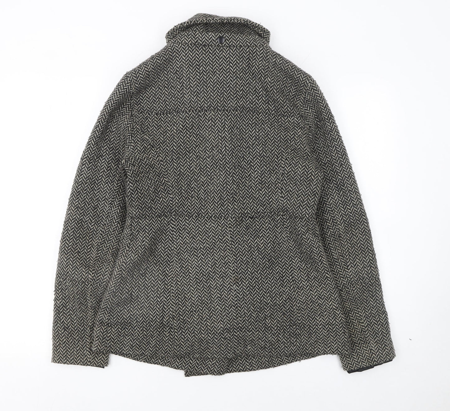 Hurley Women's Grey Wool Blend Herringbone Pea Coat Size M