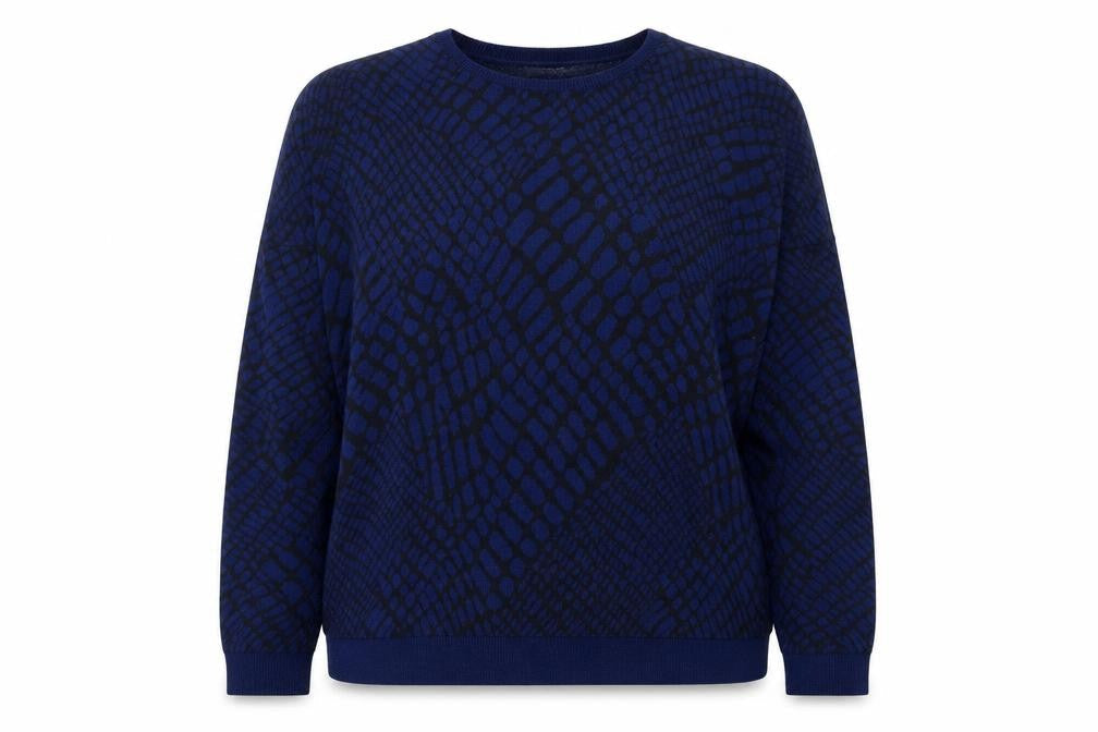 Whistles Womens Blue Geometric Knit Pullover Jumper UK 10