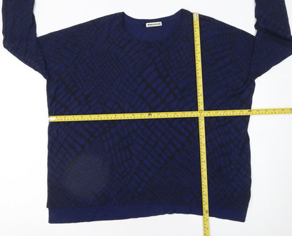 Whistles Womens Blue Geometric Knit Pullover Jumper UK 10