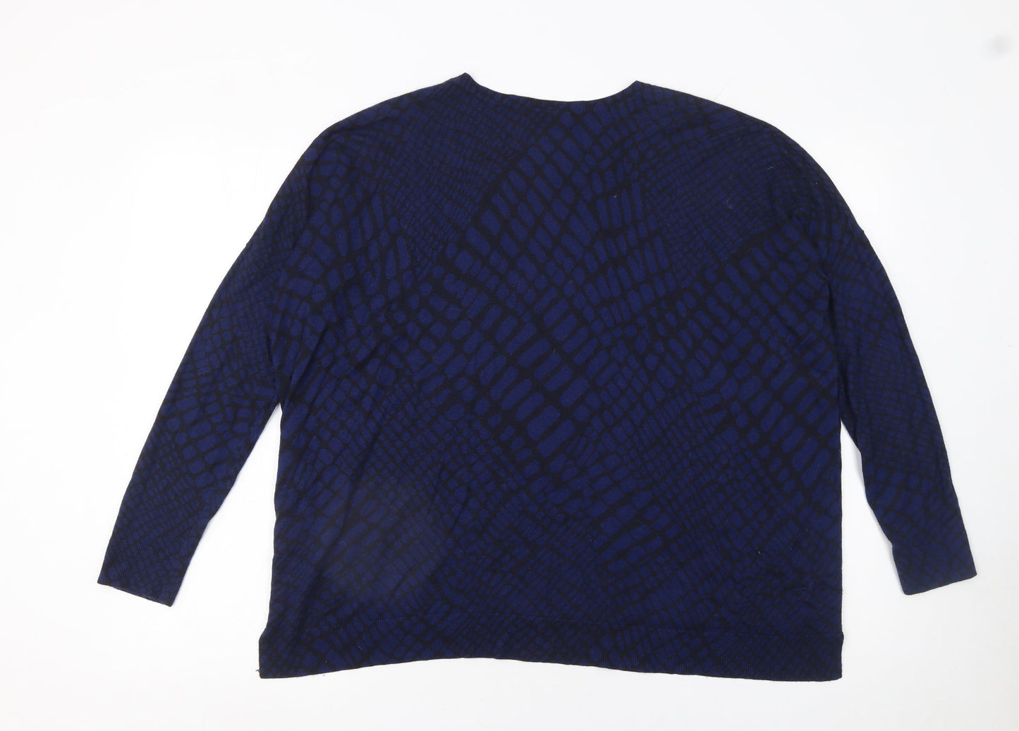 Whistles Womens Blue Geometric Knit Pullover Jumper UK 10