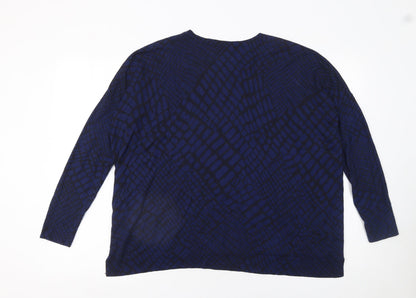 Whistles Womens Blue Geometric Knit Pullover Jumper UK 10