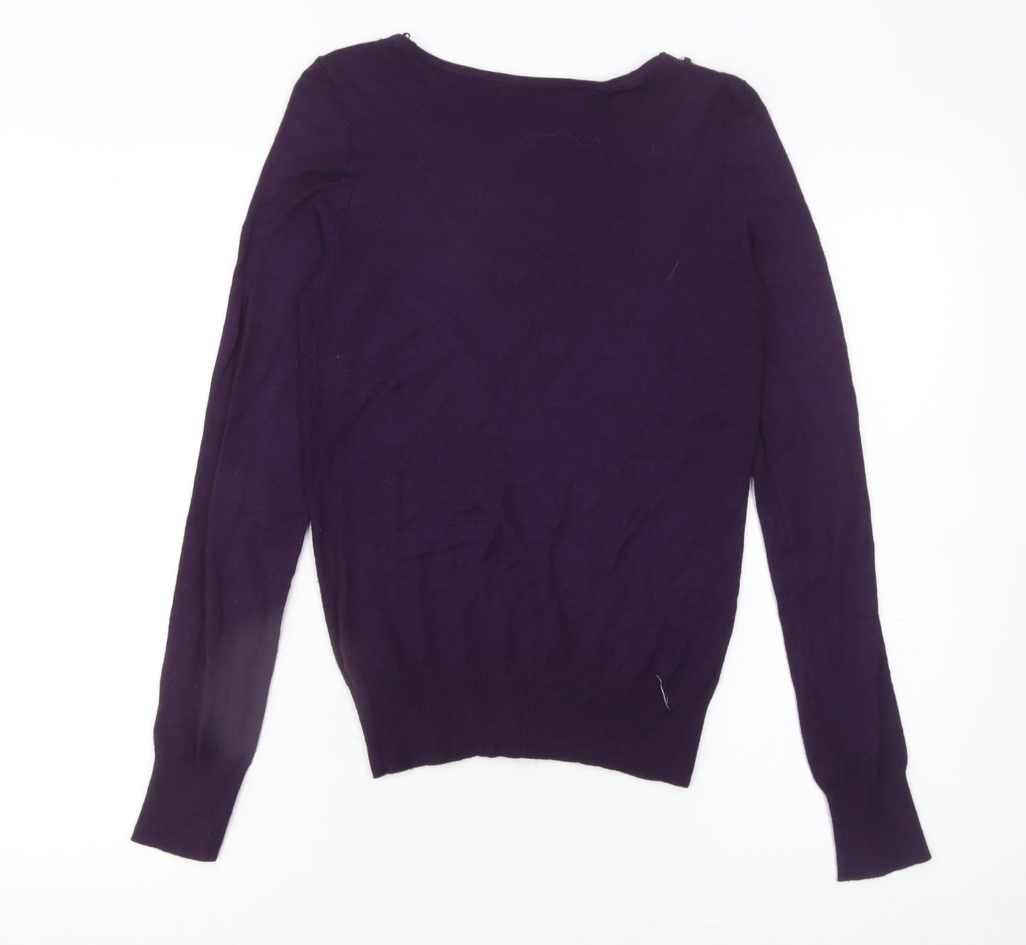 Oasis Women's Purple Lace Scoop Neck Long Sleeve Pullover Jumper XS