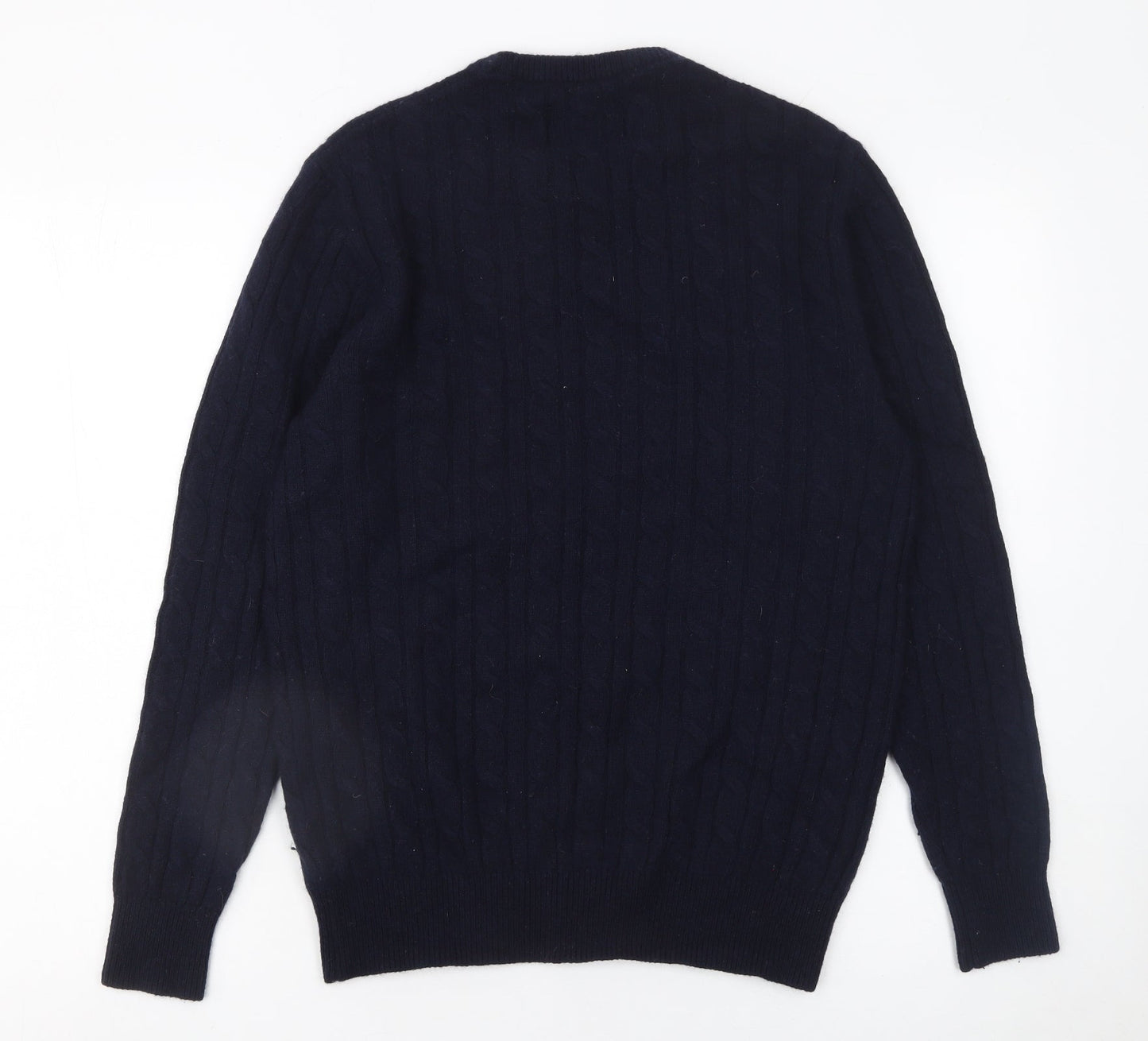 Jack Wills Men's Blue Cable-Knit Wool Jumper M Crew Neck Pullover