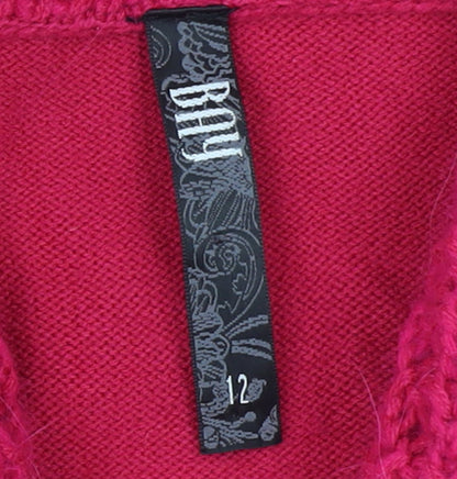 Bay Womens Pink Cowl Neck Belted Pullover Jumper Size 12