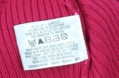 Bay Womens Pink Cowl Neck Belted Pullover Jumper Size 12